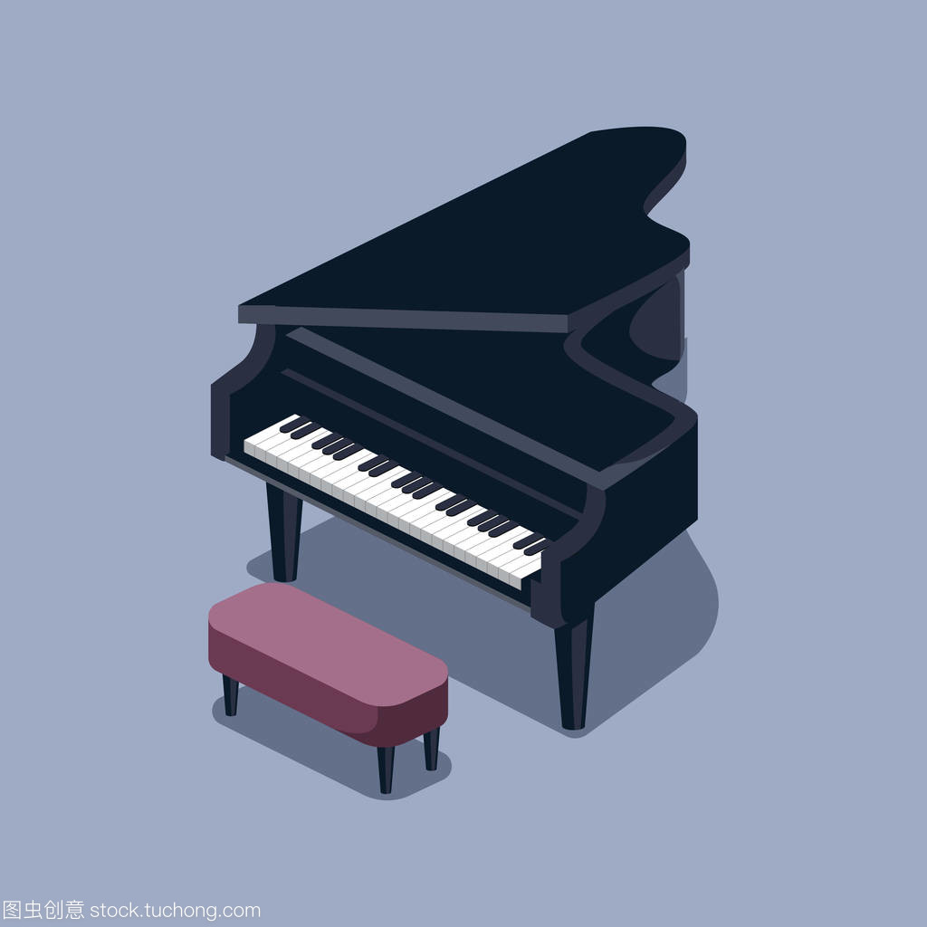 黑色的钢琴等距矢量图